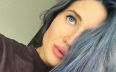 Anastasia Yankova Blue Hair Selfie