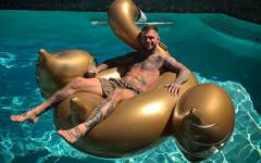 Cody Garbrandt In An Inflatable Golden Swan