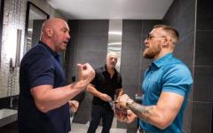 Dana White and Conor McGregor Conferring in the Men’s Room