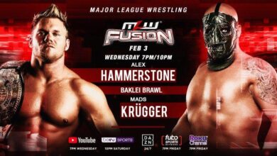 MLW Fusion Results for 2/3/21 Alex Hammerstone vs Mads Krügger in a Baklei Brawl