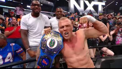 University Of Florida Football Players George Gumbs Jr. And Tyreak Sapp Watch Myles Borne Win On NXT