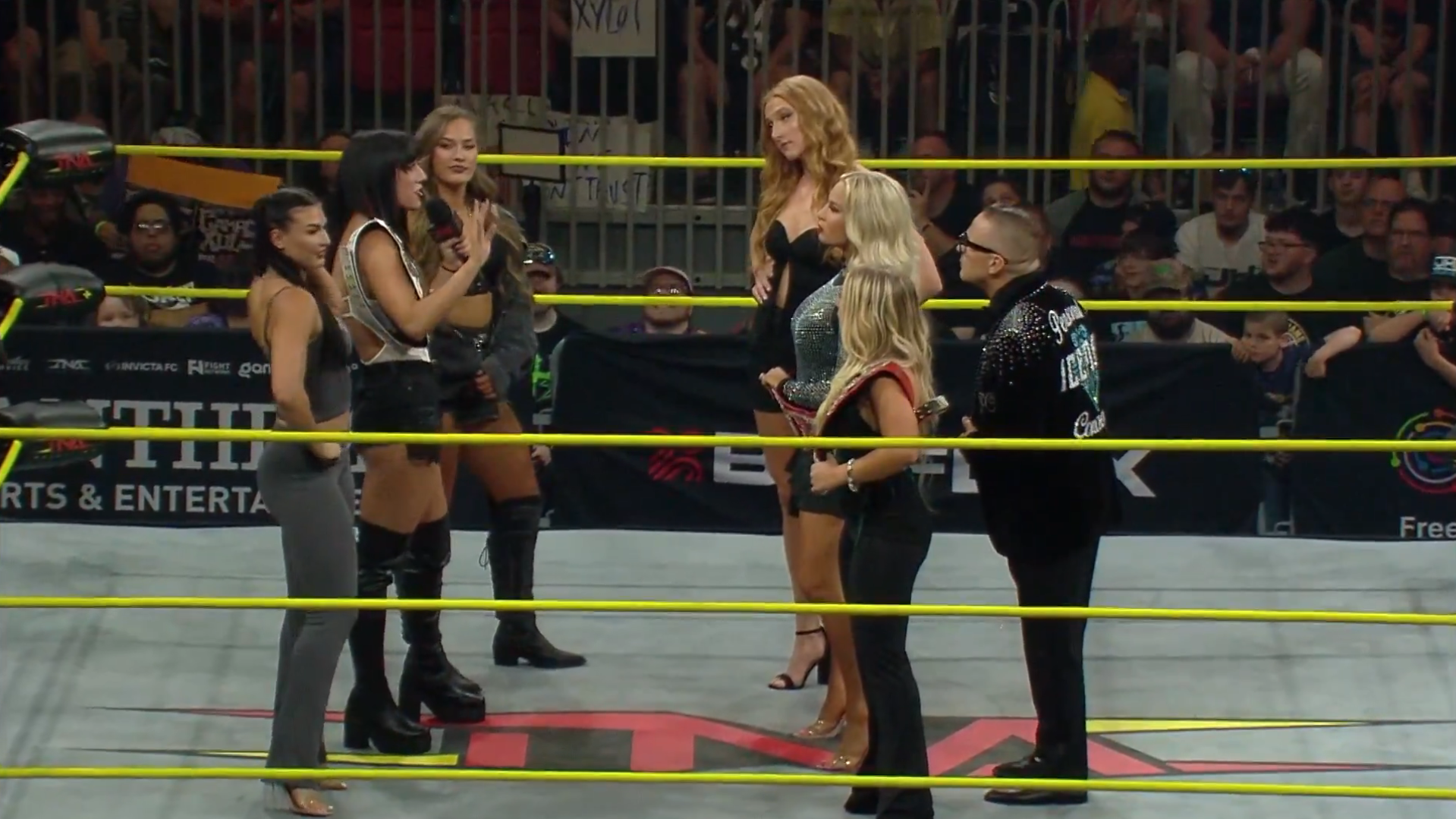WWE NXT Women’s Champion Jacy Jayne appeared on the final TNA iMPACT! before Slammiversary, clashing with Ash By Elegance and Masha Slamovich ahead of the Title vs. Title match.