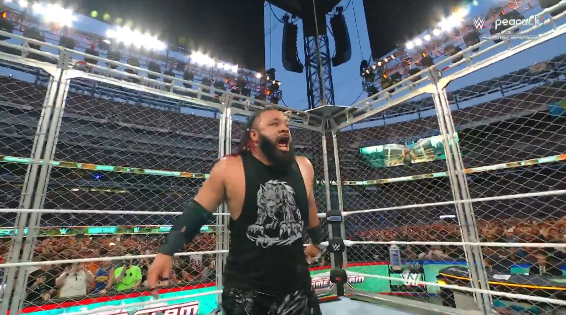 Jacob Fatu Delivers Moonsault Off Top Of Cage After SummerSlam Loss To Solo Sikoa