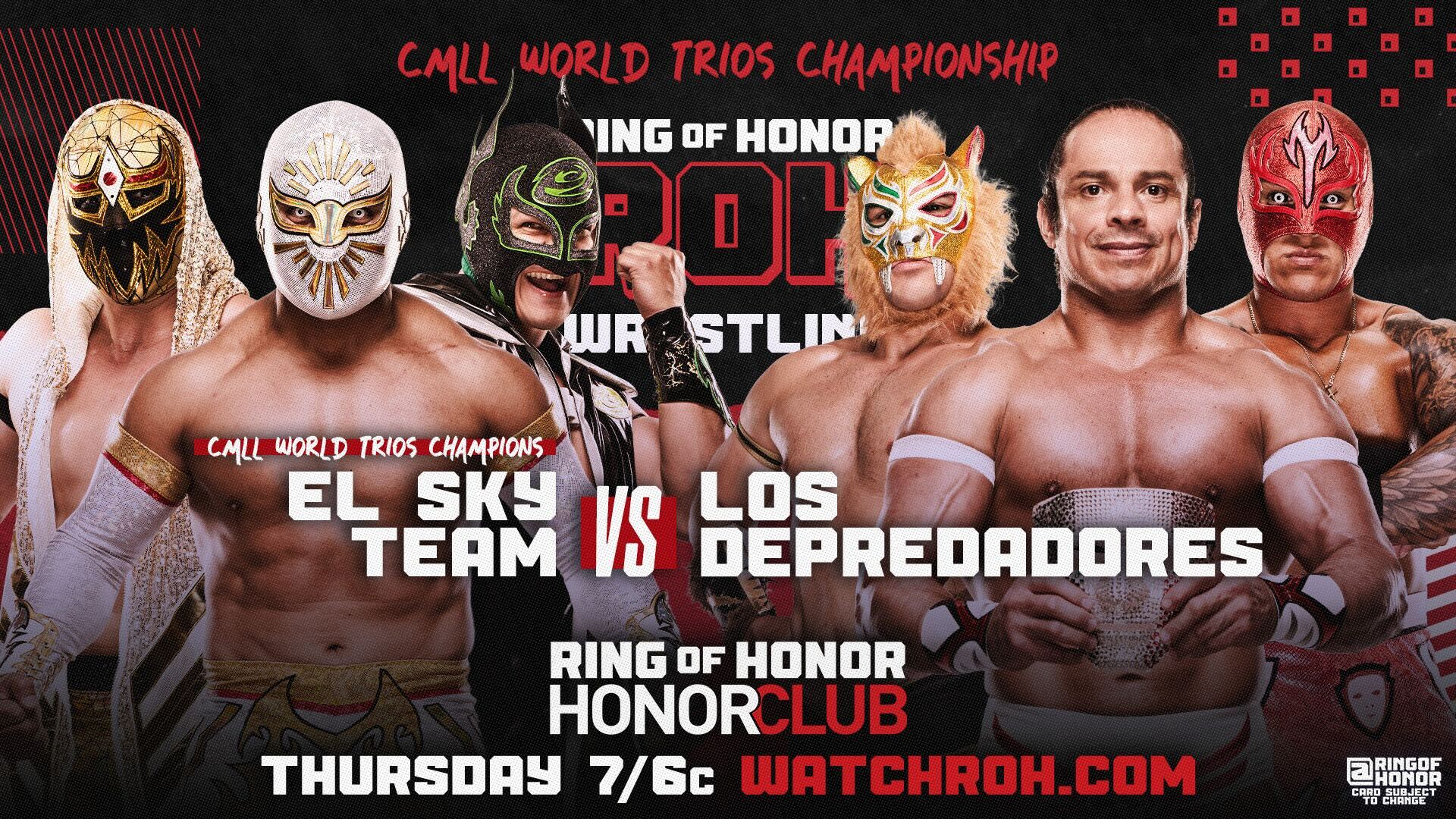 Full results for Episode 130 of ROH On HonorClub on August 21, 2025, featuring Sky Team vs. Depredadores, and more.