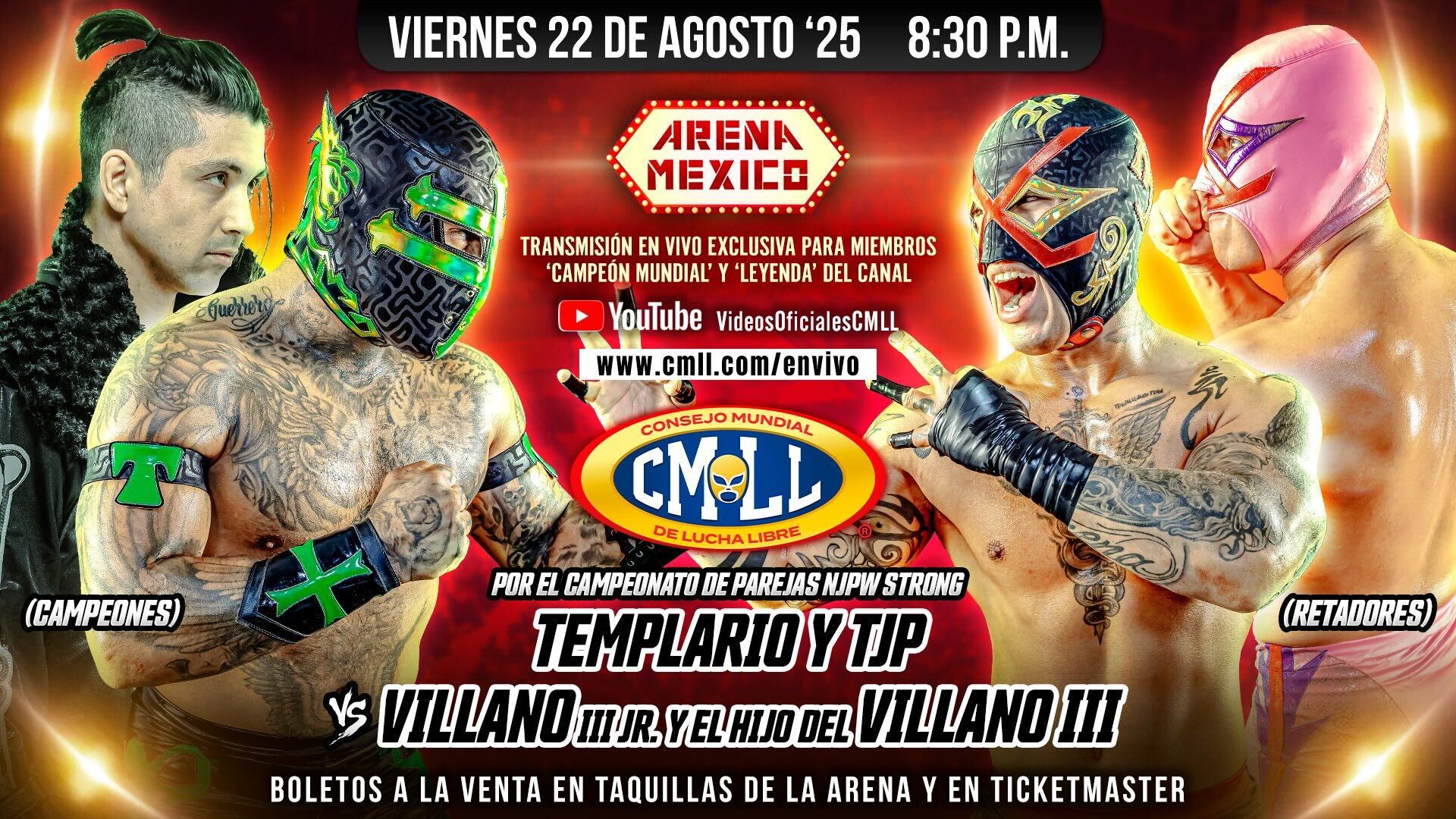 CMLL Viernes Espectacular Results (8/22/2025): United Empire vs. Villanos, More