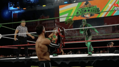 La Yesca Hits A Tope Onto Demonito At WWE x AAA Worlds Collide: Las Vegas