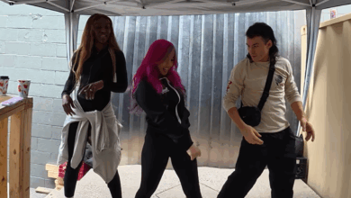 Mina Shirakawa Attempts To Teach Her Dance To Speedball Mike Bailey, Speedball Struggles To Keep Up