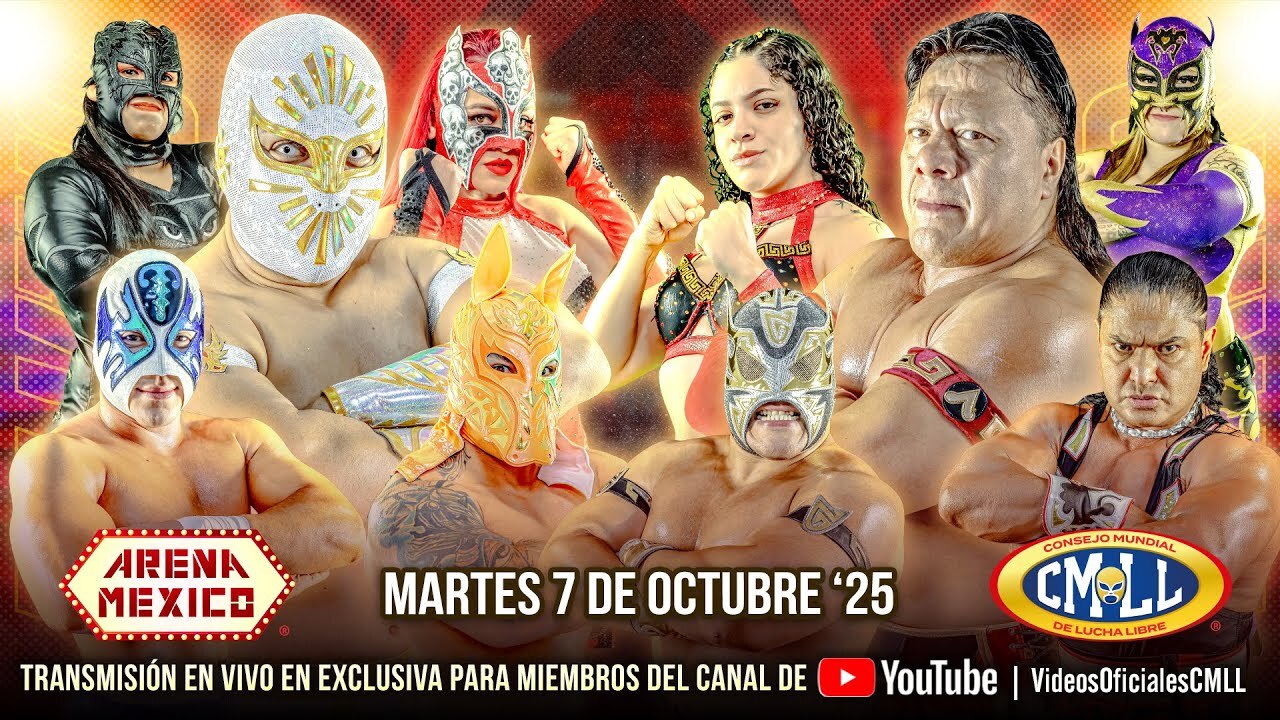 CMLL Martes de Arena Mexico Results (10/7/2025): Místico, Atlantis Jr. & Esfinge vs. Guerreros Laguneros, More