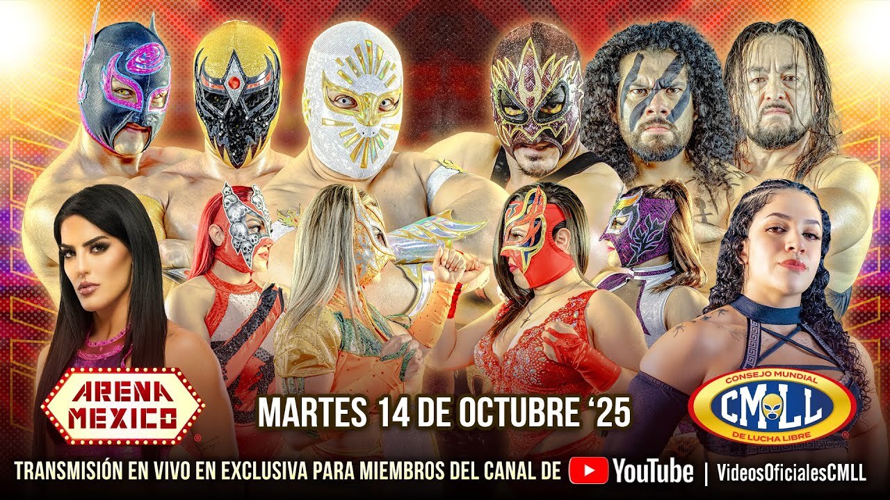 CMLL Martes de Arena Mexico Results (10/14/2025): Sky Team, Hechicero, Zeuxis, Persephone, More