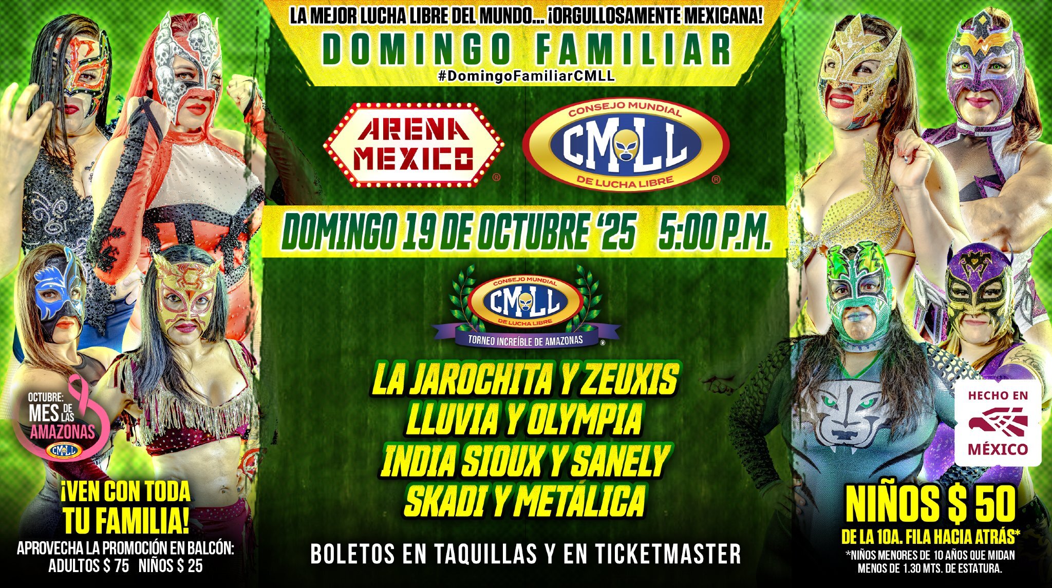 CMLL Domingo Familiar Results (10/19/2025): Women's Tag Tourney Headlines, Neón vs. Ángel de Oro, More