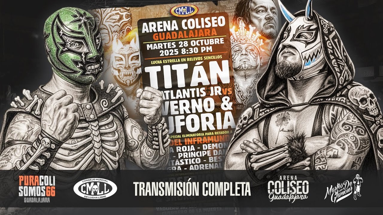 CMLL Martes de Glamour Stream & Results (10/28/2025): Atlantis Jr. & Titán vs. Infernales, More