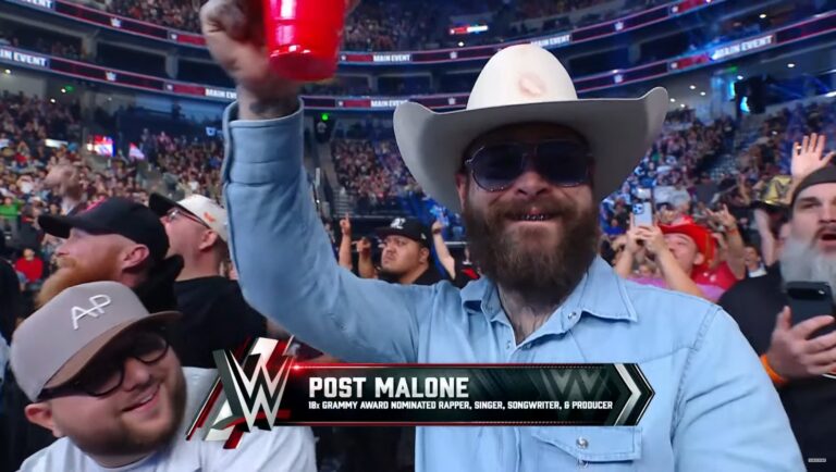 Post Malone, Tony Hinchcliffe, Pauly Shore & Gabriel Luna In Attendance At WWE Saturday Night’s Main Event