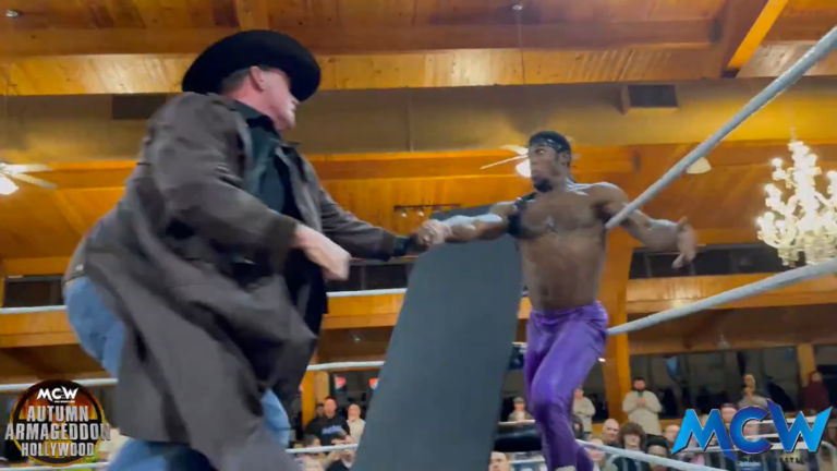 JBL Clotheslines Patrick Clark (Velveteen Dream) At MCW Autumn Armageddon