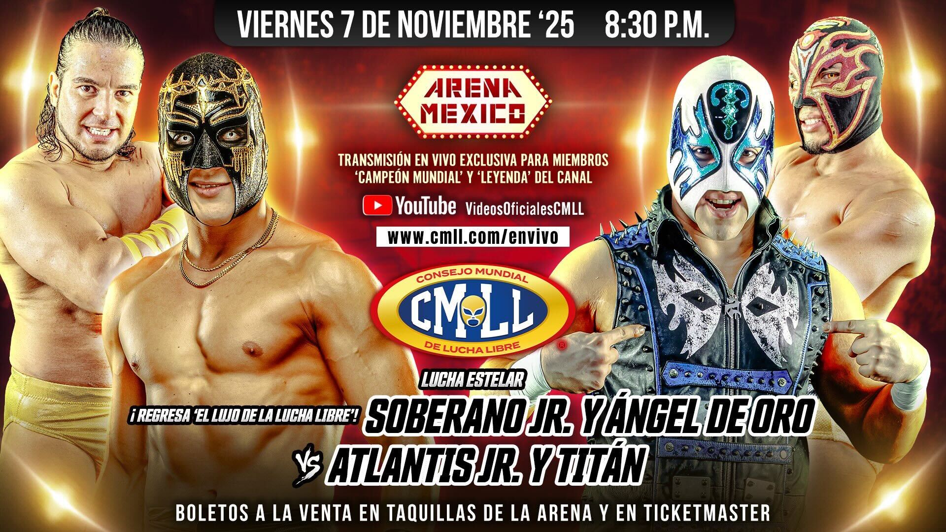 CMLL Viernes Espectacular Results (11/7/2025): Soberano Jr. & Angel de Oro vs. Atlantis Jr. & Titan, More