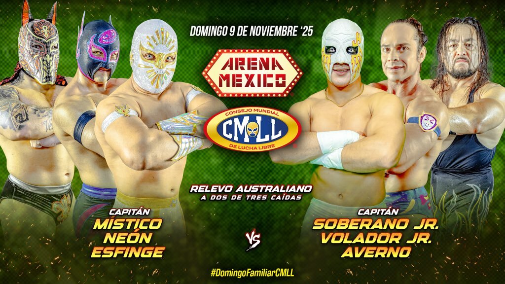 CMLL Domingo Familiar Results (11/9/2025): Soberano Jr., Sky Team, United Empire, More