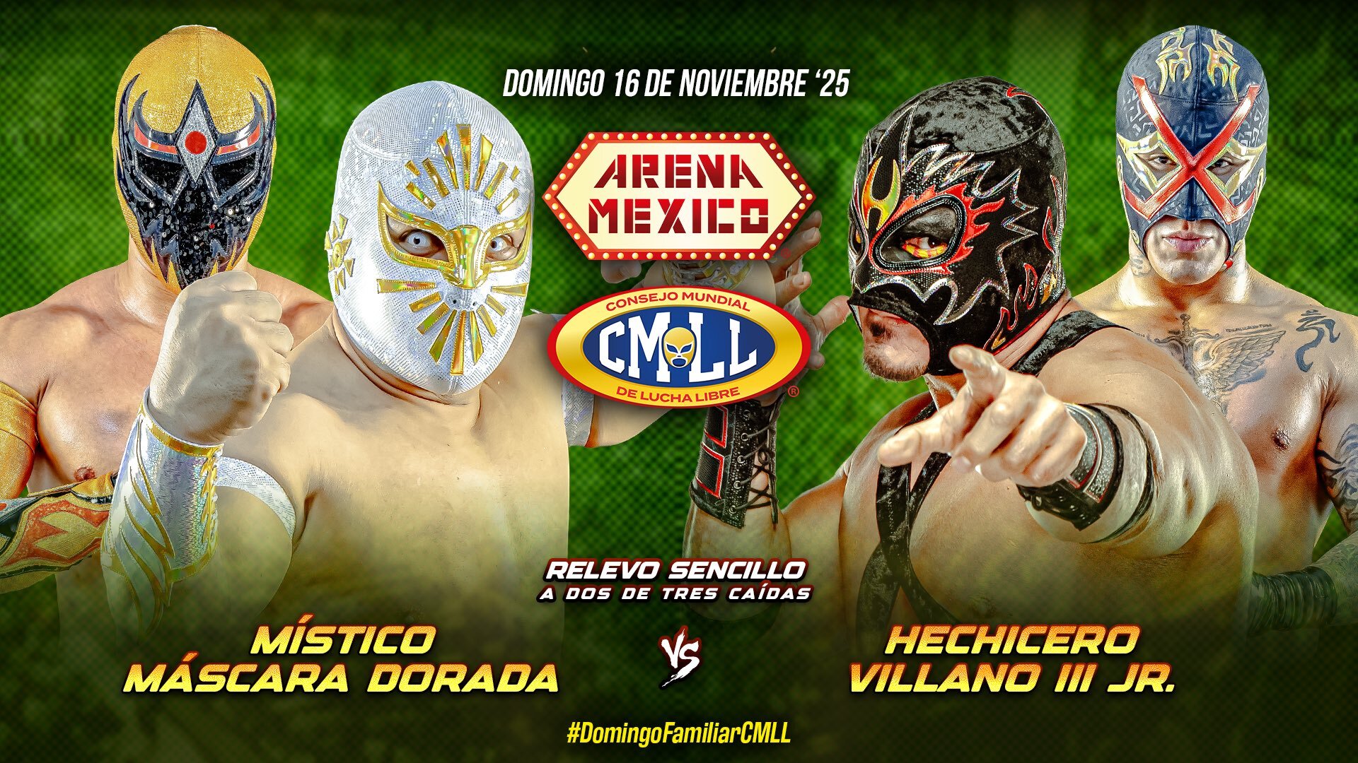 CMLL Domingo Familiar Results (11/16/2025): Sky Team vs. Hechicero & Villano III Jr., Dark Panther, Zeuxis, More