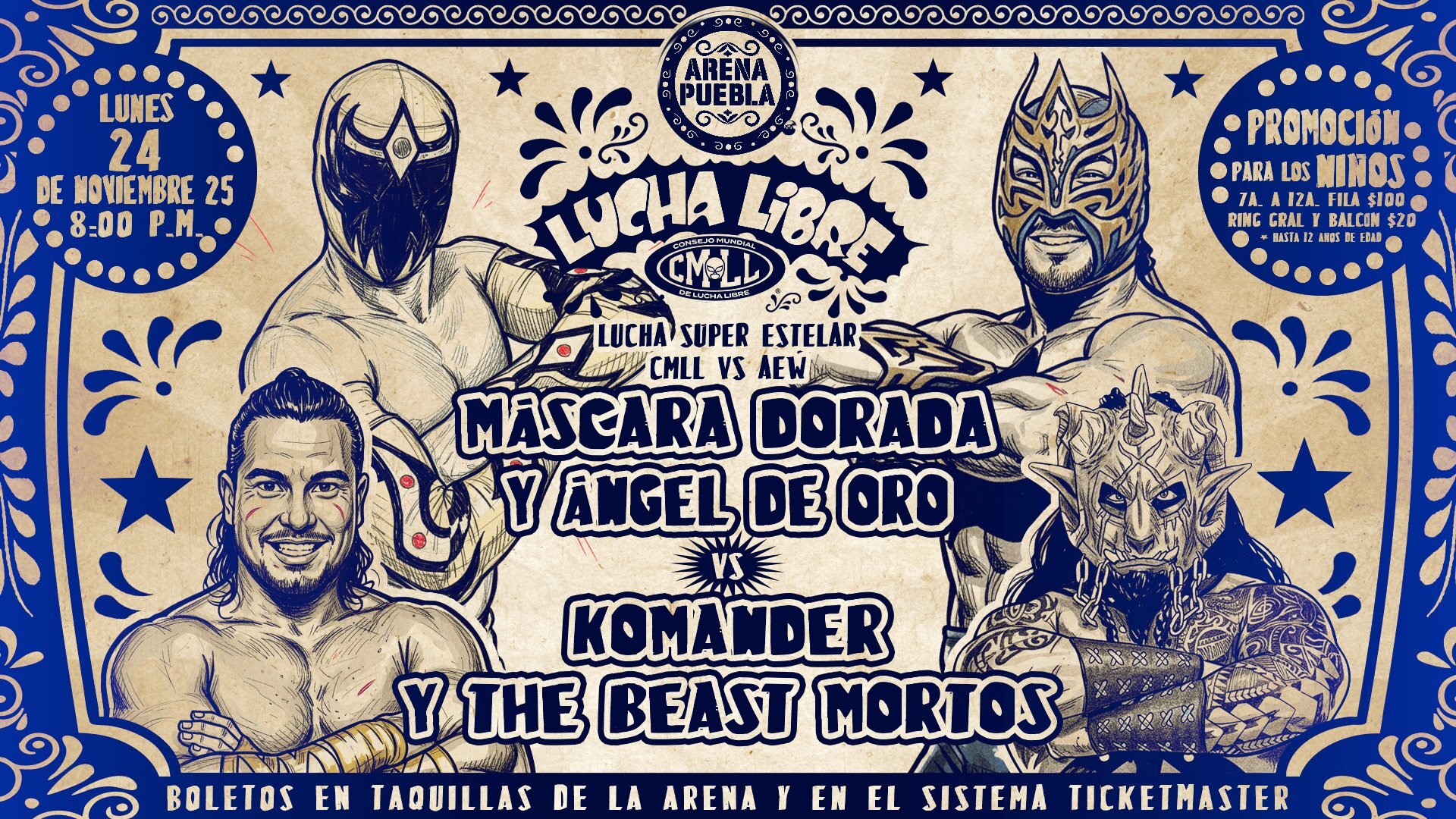 CMLL Lunes Clásico Results (11/24/2025): Máscara Dorada & Ángel de Oro vs. Komander & The Beast Mortos, JetSpeed, Herederos, More