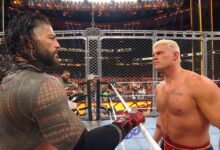 Roman Reigns and Cody Rhodes at WWE Survivor Series 2025
