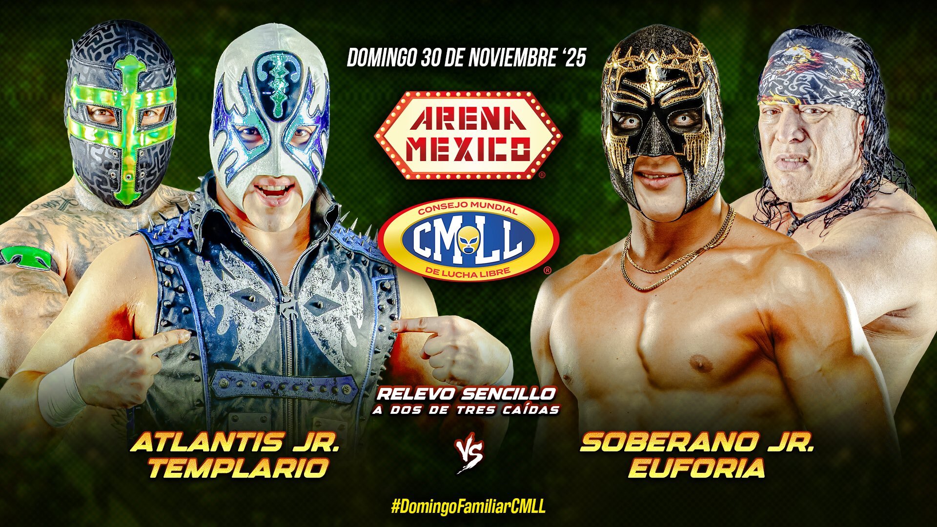 CMLL Domingo Familiar Results (11/30/2025): Soberano Jr. & Euforia Team-Up, Panthers vs. Valientes, More