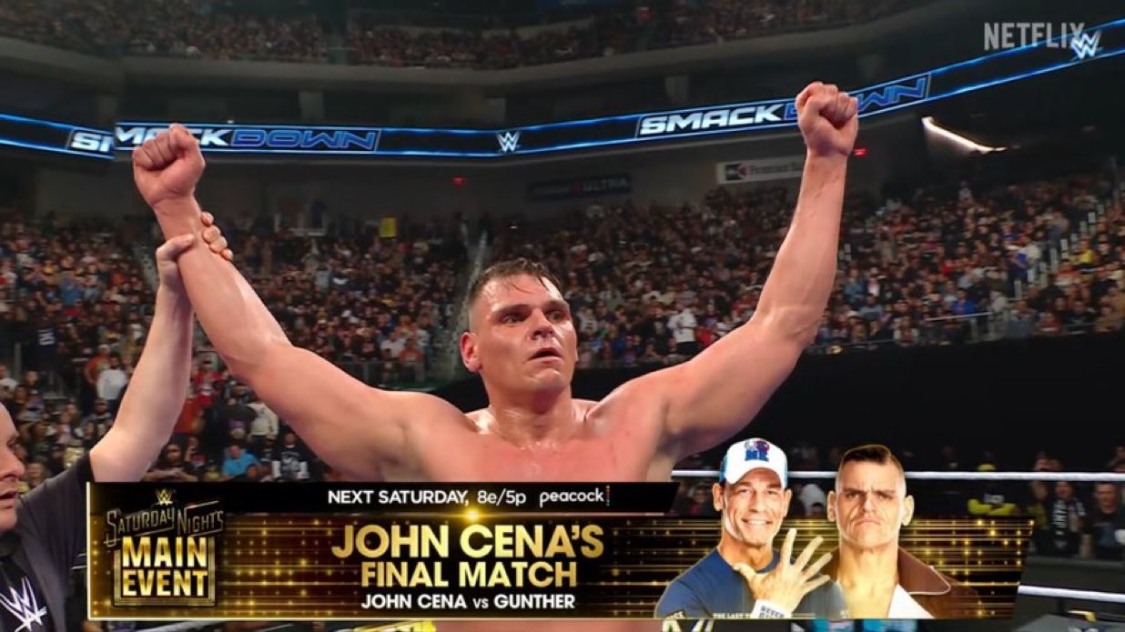 Gunther vs John Cena set for Saturday Night's Main Event