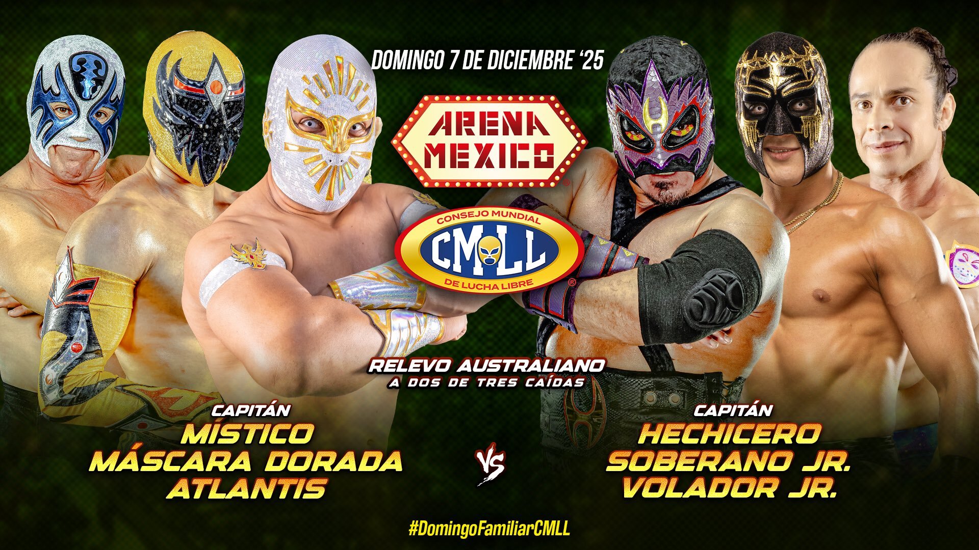 CMLL Domingo Familiar Results (12/7/2025): Atlantis & Sky Team in Trios Action, Infernales, Zeuxis, More