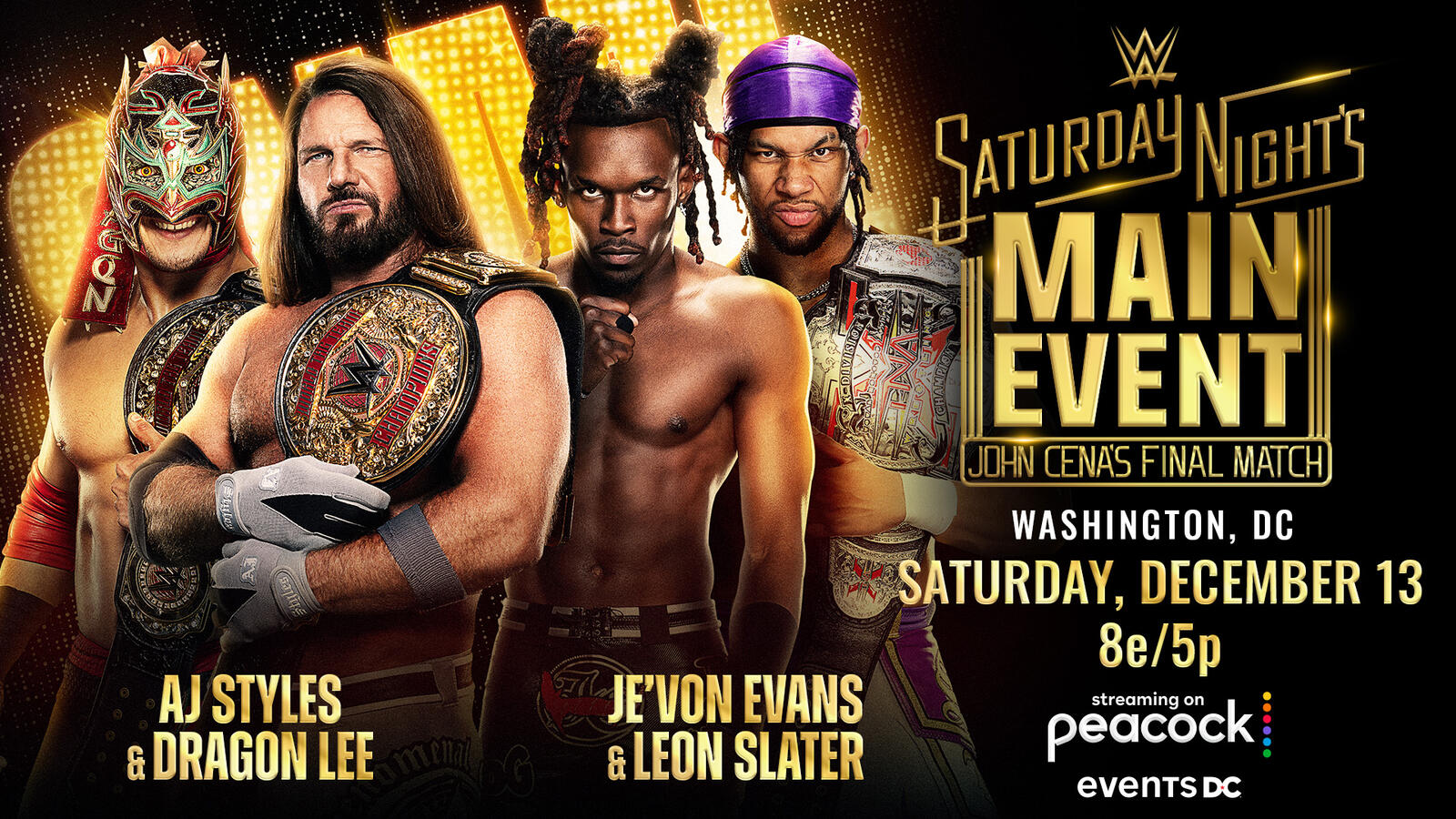 Je'Von Evans & Leon Slater vs. AJ Styles & Dragon Lee bei Saturday ...
