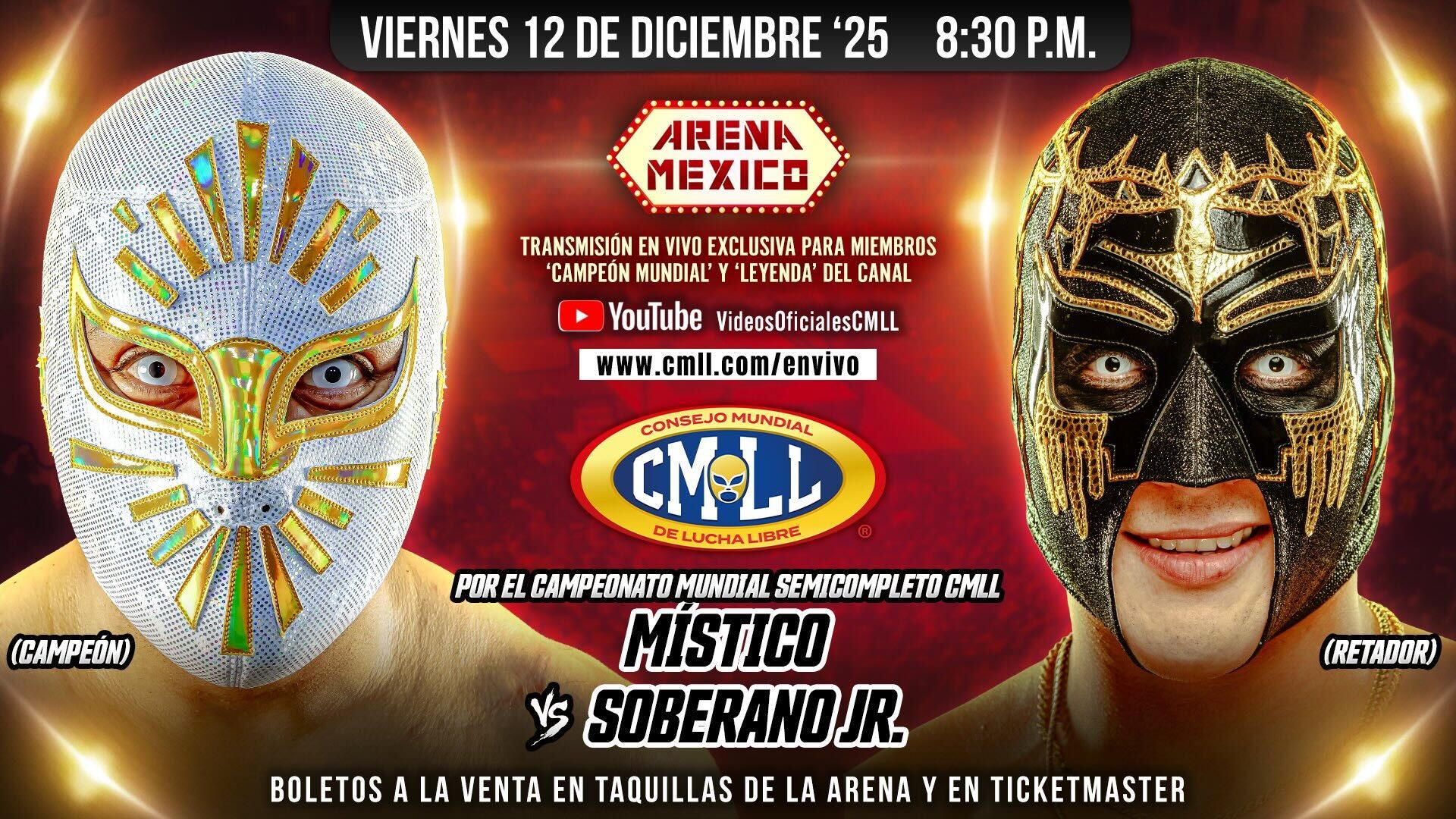CMLL Viernes Espectacular Results (12/12/2025): Místico vs. Soberano Jr., Gran Alternativa Begins, More