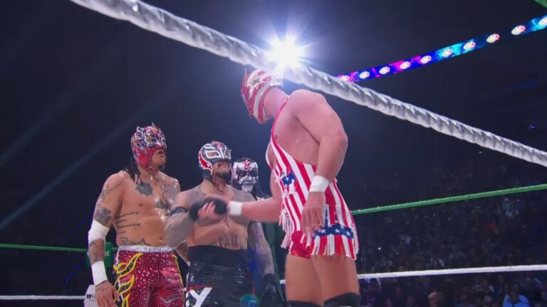 Rey Mysterio & Rey Fenix Def. Dominik Mysterio & El Grande Americano At AAA Guerra de Titanes