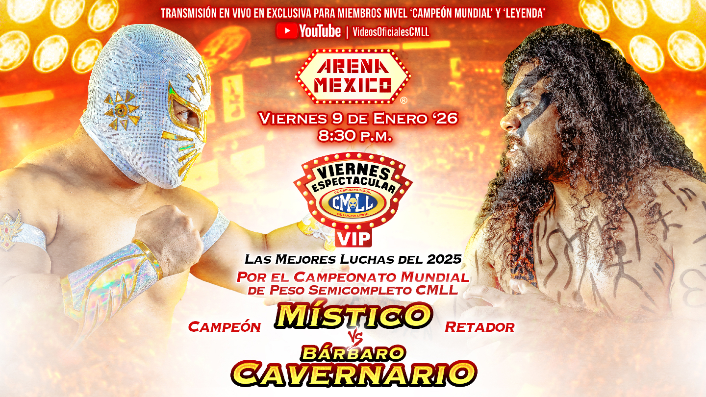 CMLL Viernes Espectacular VIP Results (1/9/2026): Místico vs. Bárbaro Cavernario, More Set