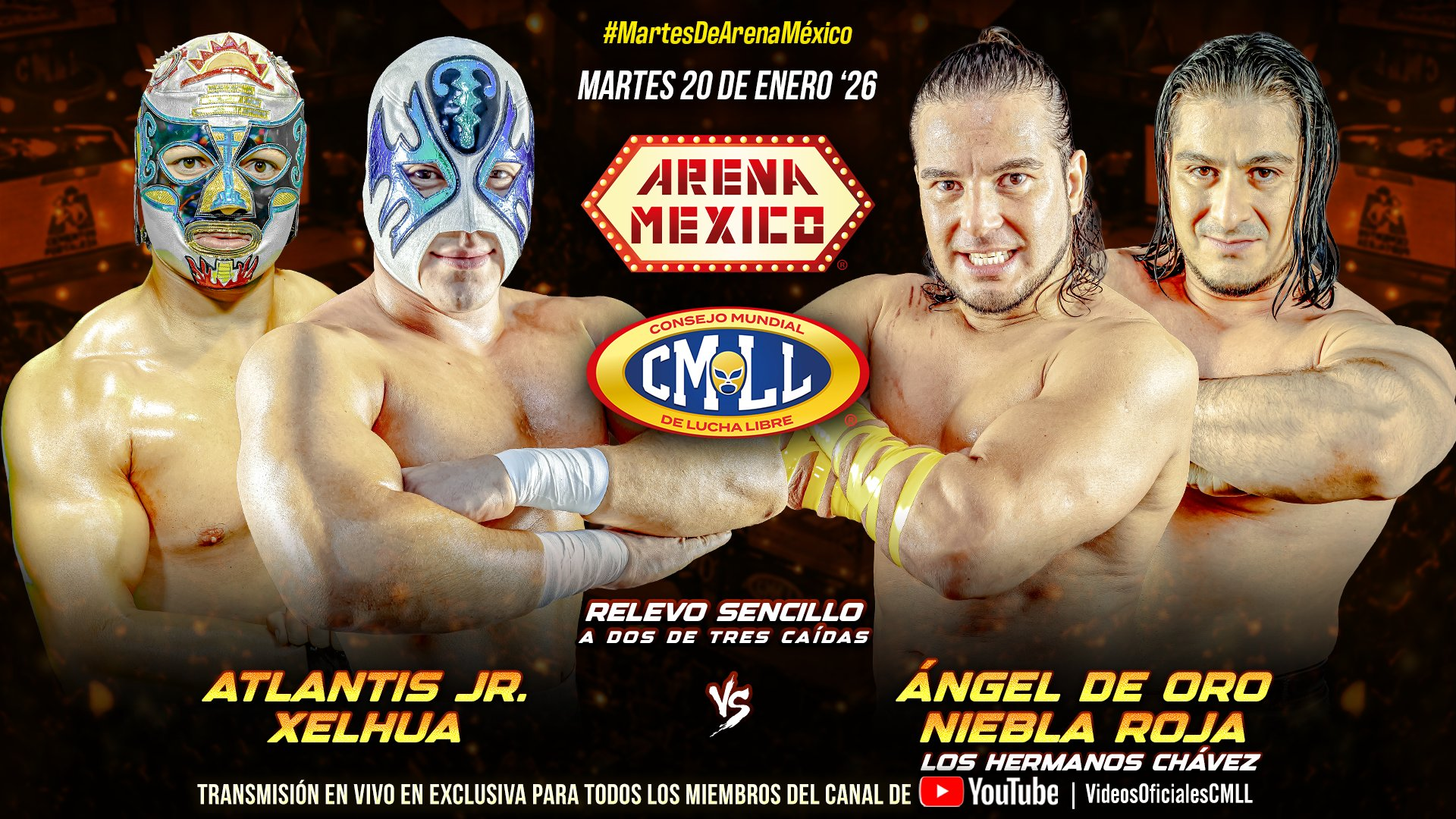 CMLL Martes de Arena Mexico Results (1/20/2026)