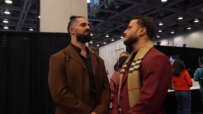 Seth Rollins & MJF Meet At NFL Super Bowl Radio Row
