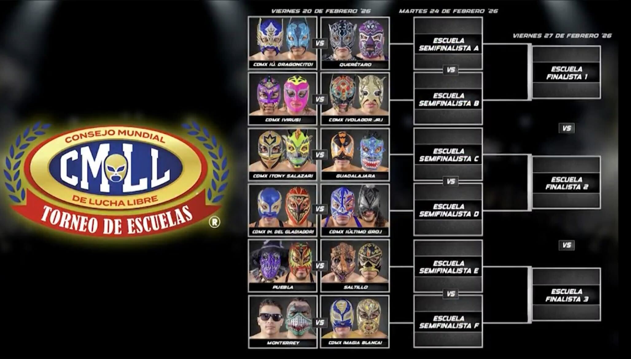 CMLL Torneo de Escuelas 2026 Brackets Made Official