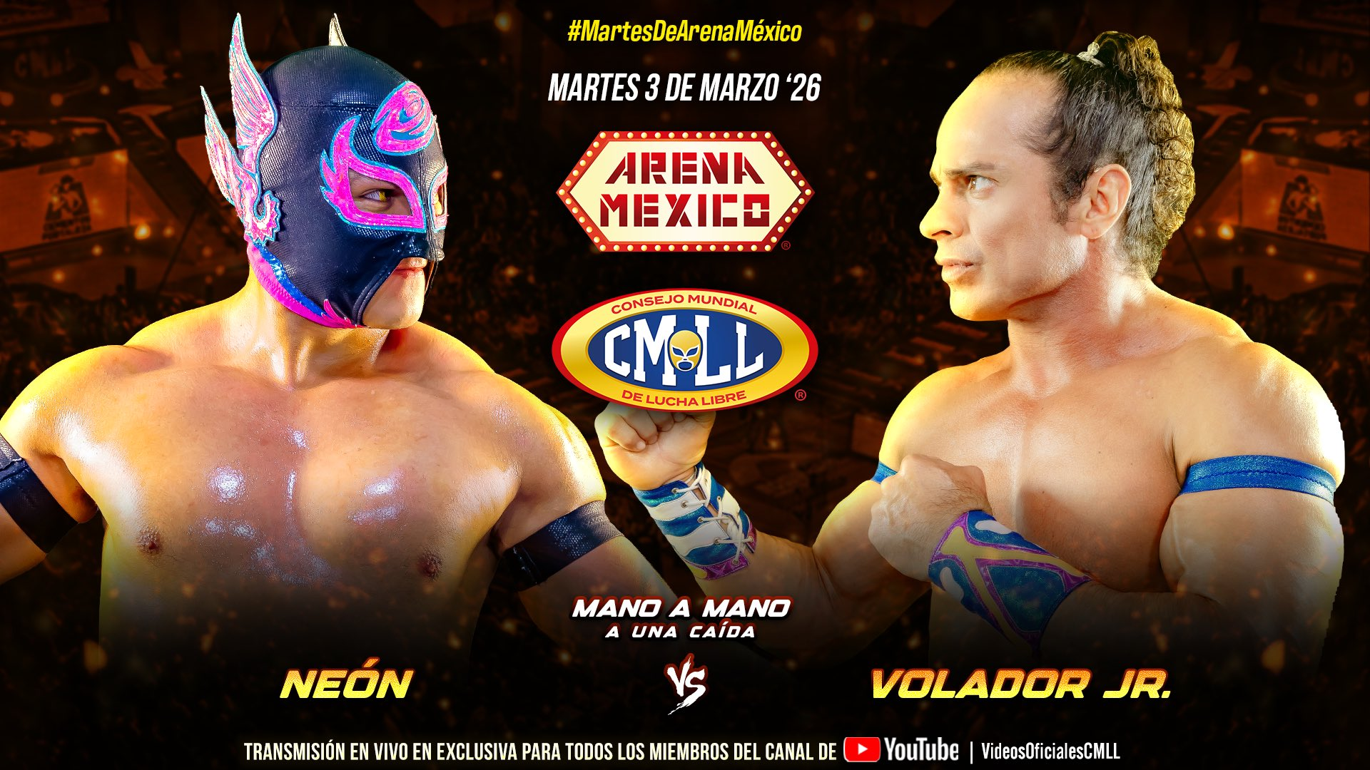 CMLL Martes de Arena Mexico Results (3/3/2026): Neón vs. Volador Jr., Herederos, Villanos, More