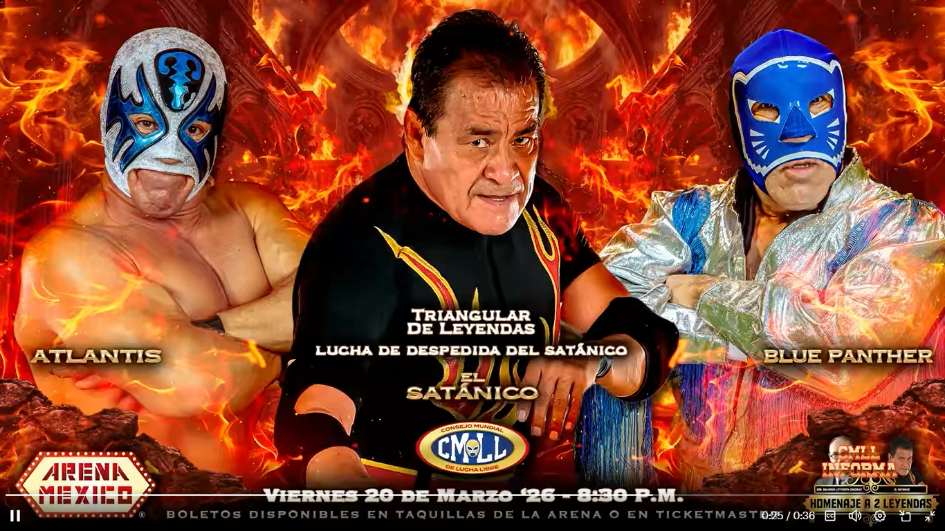 El Satanico's Retirement Match, Death Riders Challenging For CMLL World Trios Titles Set For CMLL's 3/20 Show