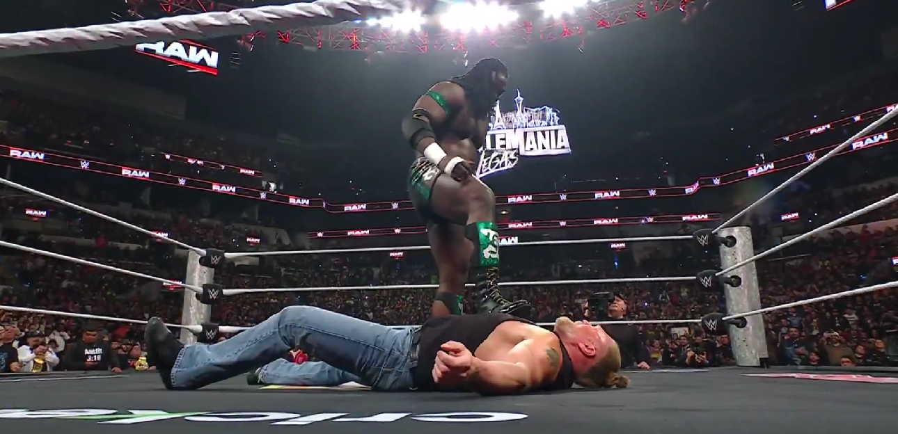 Oba Femi Powerbombs Brock Lesnar, Accepts WrestleMania Challenge On WWE Raw