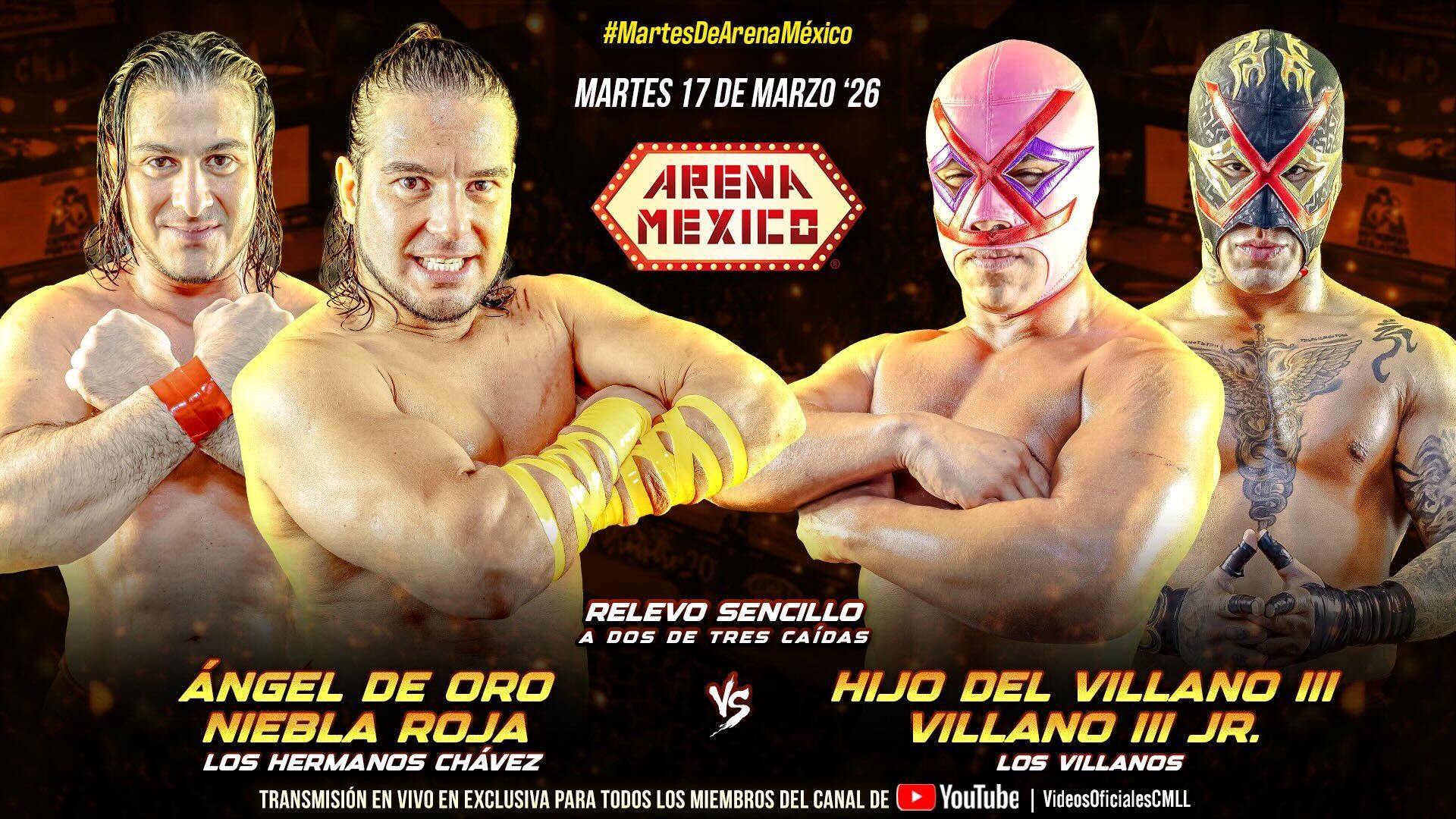 CMLL Martes de Arena Mexico Results (3/17/2026)