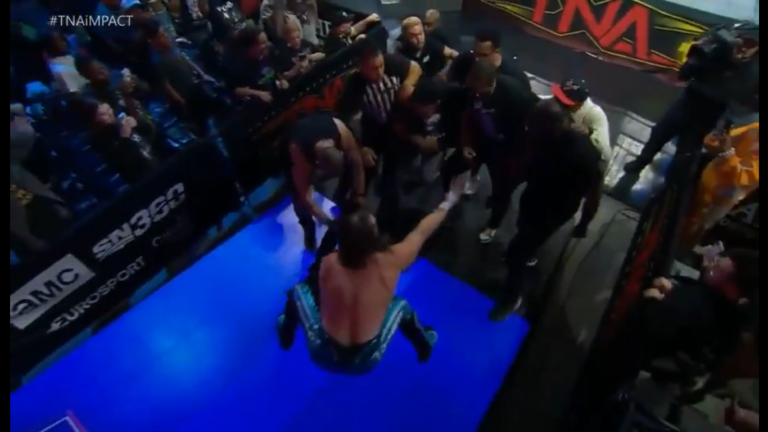 Former NFL Defensive End John Abraham Shoves Cedric Alexander On 3/26 TNA iMPACT