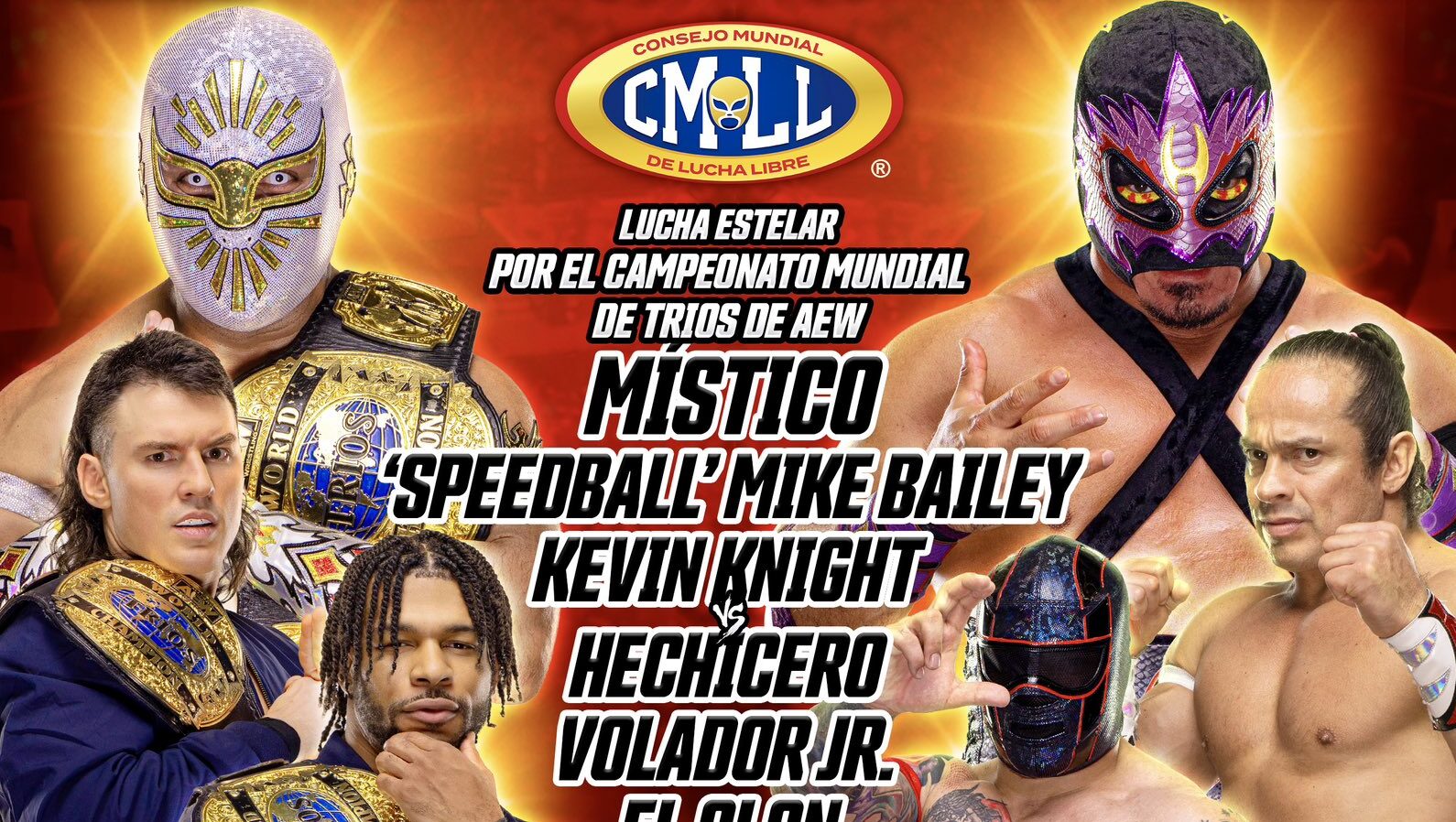 mistico, jetspeed, kevin knight, speedball mike bailey, volador jr., hechicero, el clon