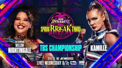 Willow Nightingale Kamille TBS Championship match at AEW Dynamite Spring BreakThru