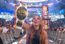 Becky Lynch with the WWE Women's Intercontinental Championship