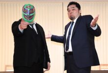 Toru Yano, representing NJPW, and Super Sasadango Machine, representing DDT