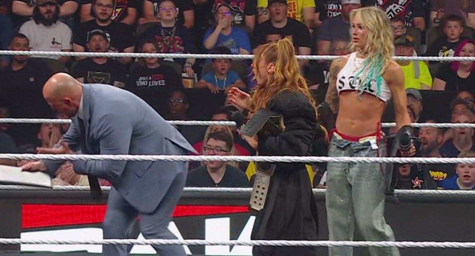 Sol Ruca Takes Down Becky Lynch With Sol Snatcher After Adam Pearce Punch On WWE Raw