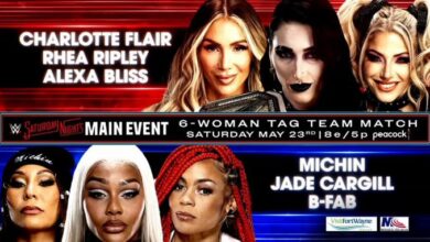 Alexa Bliss, Charlotte Flair, Rhea Ripley vs Jade Cargill, B-Fab, Michin