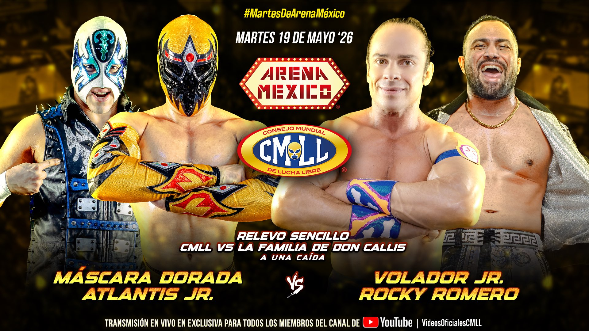 CMLL Martes de Arena Mexico Results (5/19/2026)