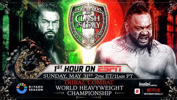 Roman Reigns vs Jacob Fatu Clash in Italy poster