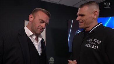 gunther telling nick aldis he wants sami zayn to be the special guest referee for his match against cody rhodes