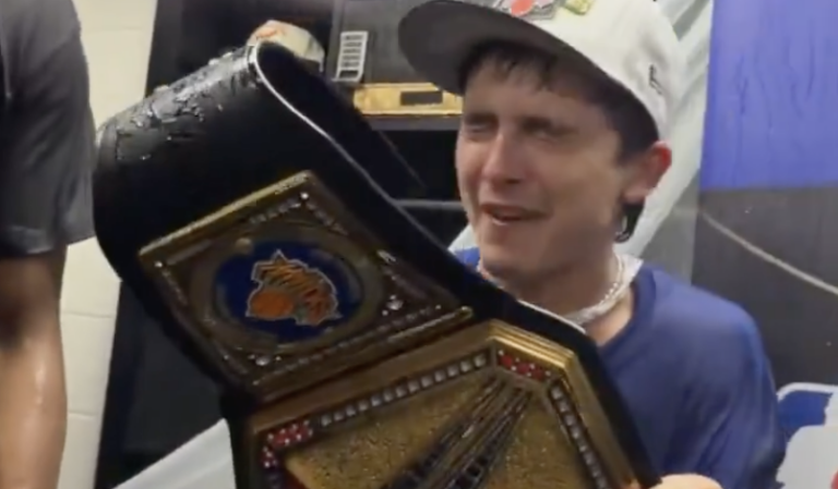 Timothee Chalamet Celebrates New York Knicks Winning NBA Championship With WWE Championship