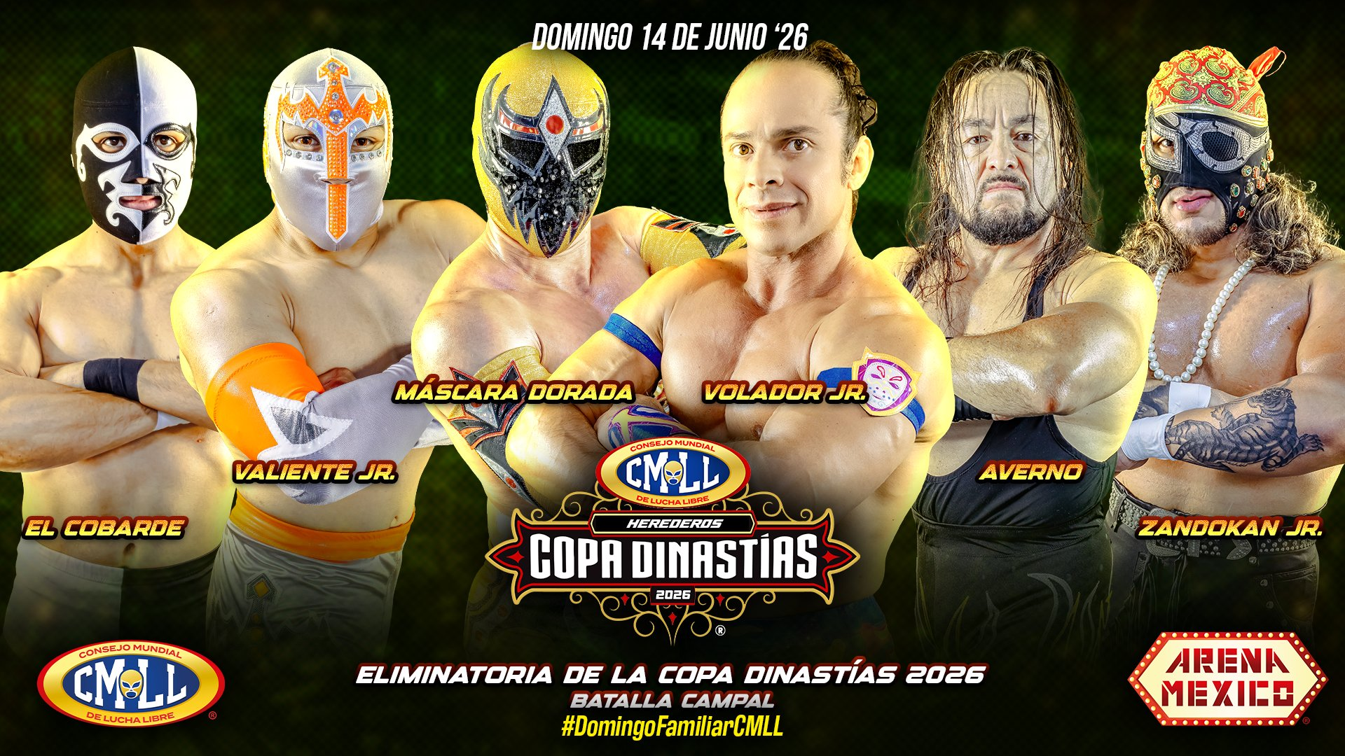 CMLL Domingo Familiar Results (6/14/2026): Copa Dinastías Qualifiers, Tiger Mask, Komander, Thunder Rosa, More