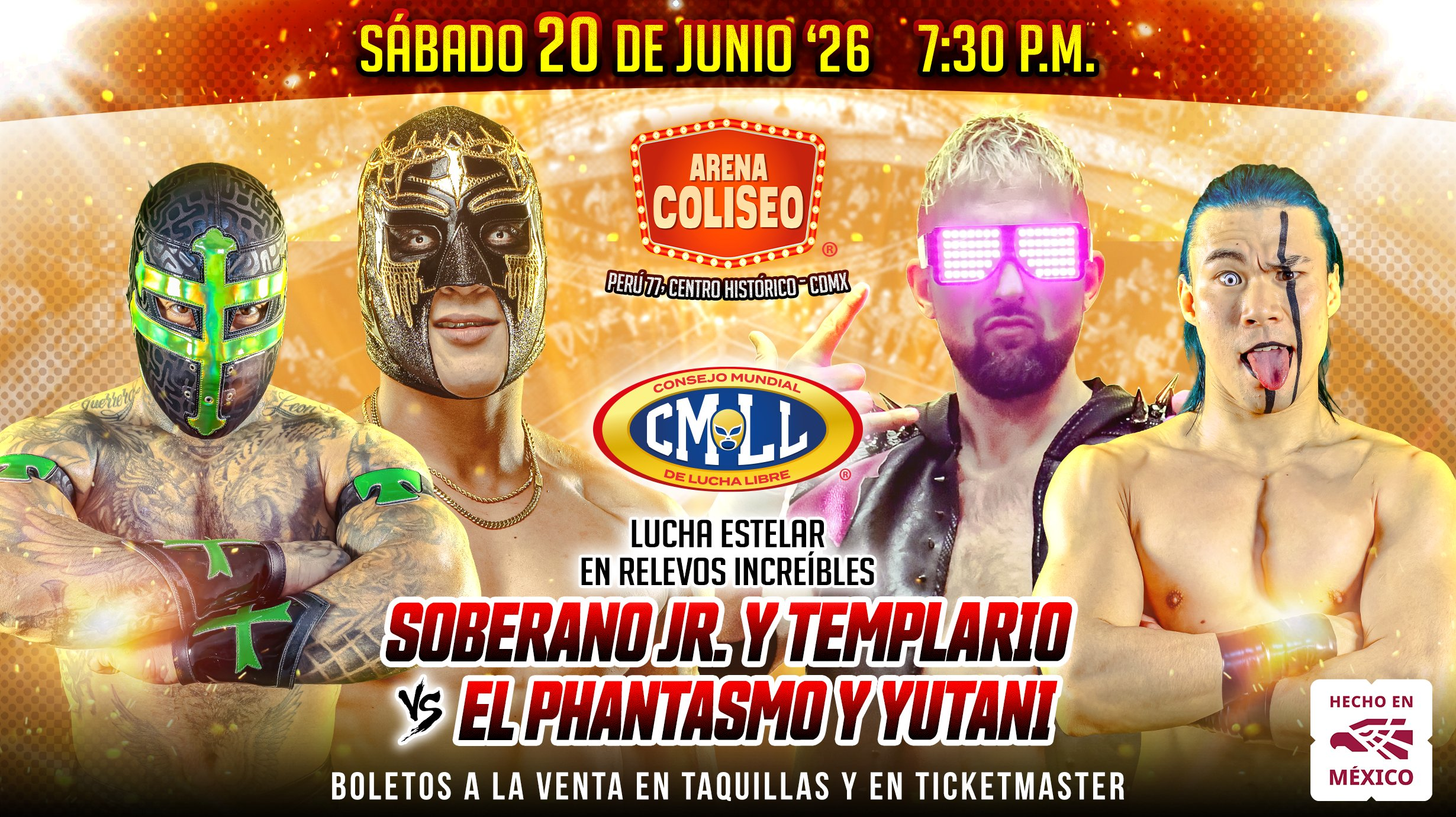 CMLL Sábado De Coliseo Results (6/20/2026): Soberano Jr. & Templario vs. El Phantasmo & Yutani, Unbound Co., More