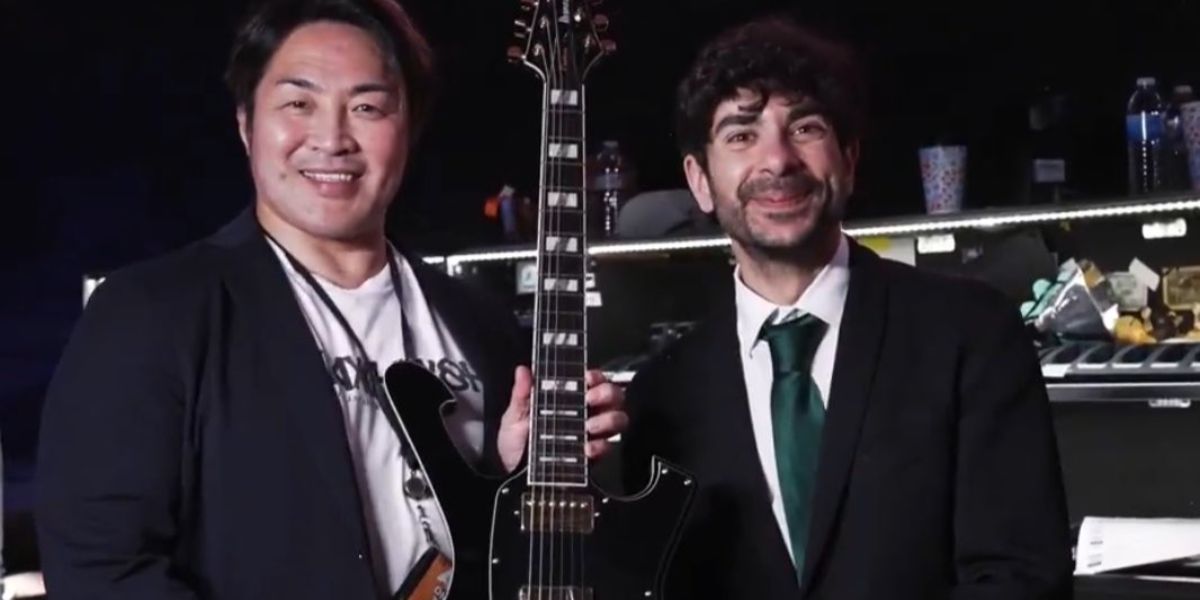 Tony Khan Gifts Hiroshi Tanahashi A Custom Guitar Ahead Of AEW x NJPW Forbidden Door